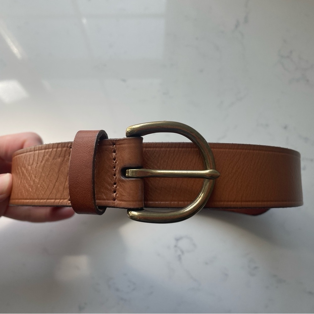 Madewell Brown Leather Belt with Gold Buckle Size Small